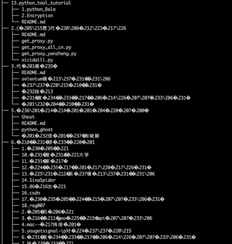 iterm2中文乱码，tree命令乱码解决