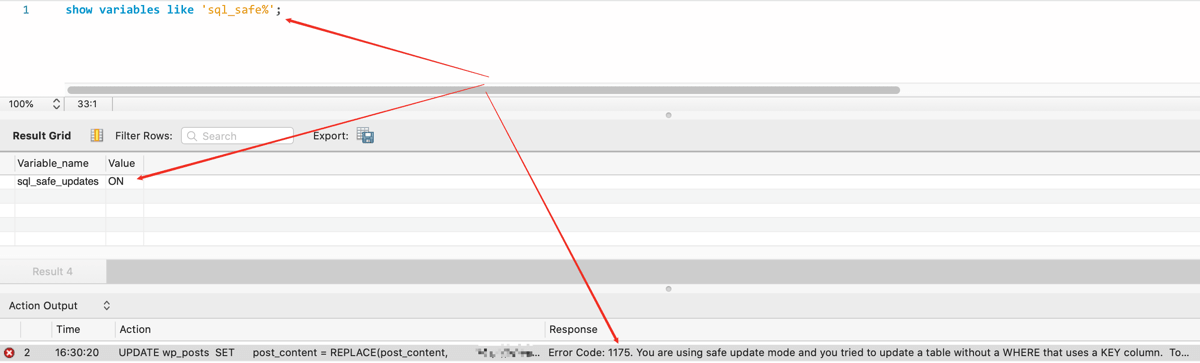 解决MySQL错误：ERROR 1175: You are using safe update mode